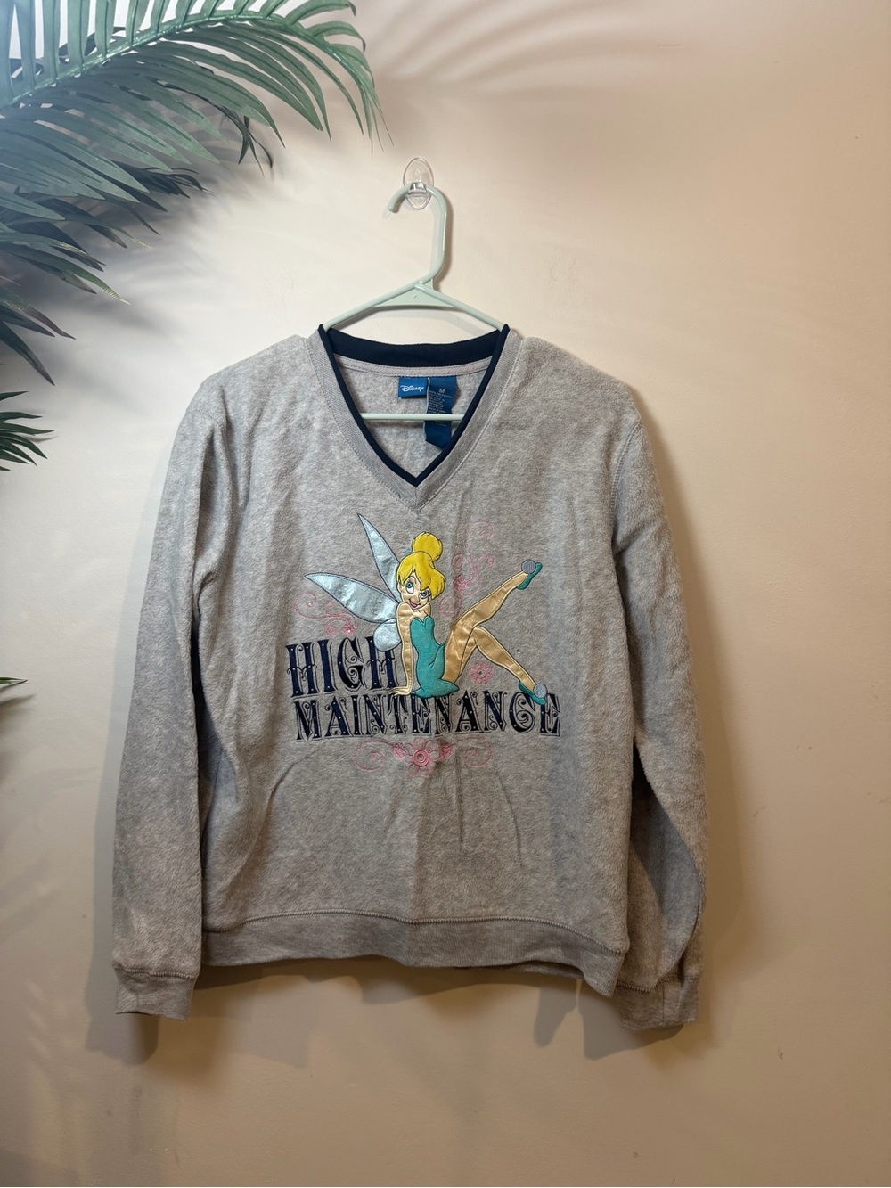 Disney Tinker Bell 'High Maintenance' Gray V-Neck Sweater - Women's